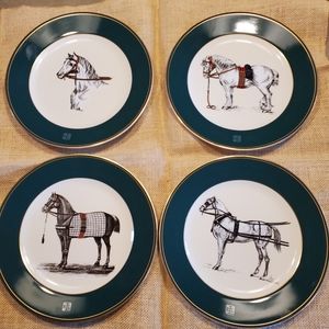 Ralph Lauren Equestrian green banded plates NWT